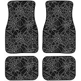 Semiouray Halloween Spider Web Car Carpet Floor Mat Gothic Art Line Print Rubber Heel Pad 4PC for Cars Trucks SUV Protection - Driver Seat, Passenger Seat and Rear Floor Mats, Black
