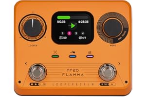 FLAMMA FF20 Looper Pedal Drum Machine, Drum Looper Guitar Pedal with Screen, 300 Min Recording, 220 Drum Grooves, 100 Loop Slots, Time Stretch, Auto Record, USB & Headphone Out, for Guitar and Bass