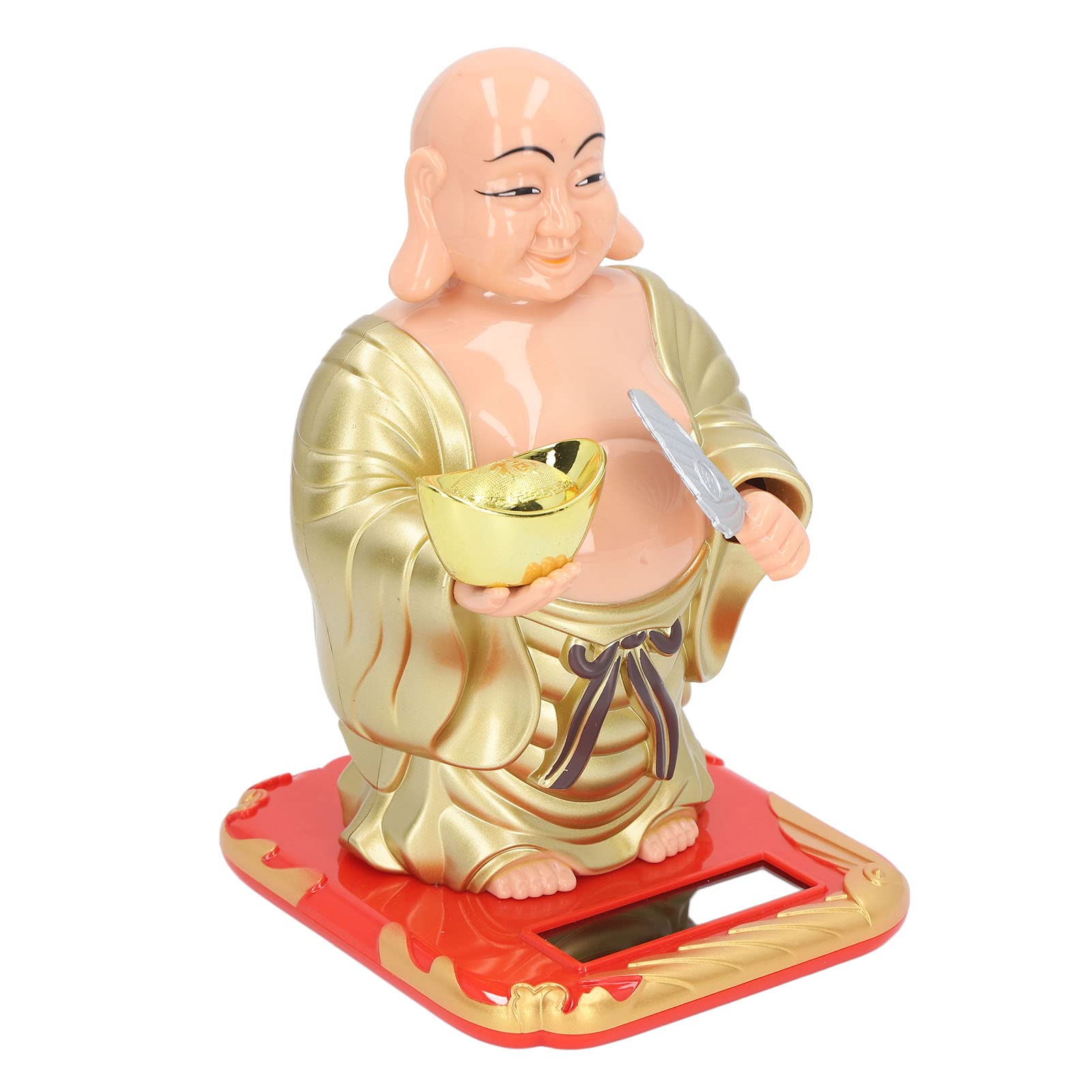 Naroote Laughing Buddha Statue, Buddha Ornaments, Solar Maitreya Buddha Statues Energy Saving Laughing Buddha Statue Swinging Head Good Lucky Gift For Office