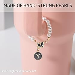 LUHOHI Letter Charm for Stanley Cup，Pearl Chain