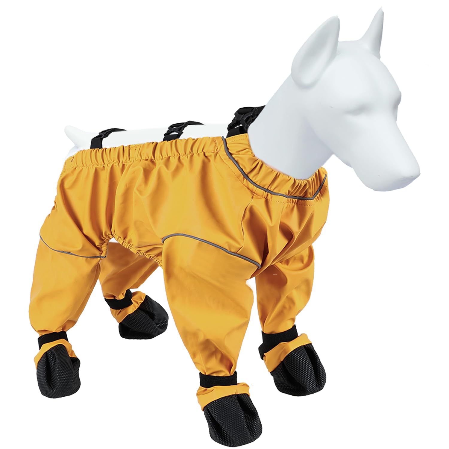 Photo 1 of Dog Paw Boots Leggings Waterproof, Suspender Booties for Dogs Anti-Slip, Pet Paws Protector Dirty-Proof,Dog Snow Pants Shoes for Outdoor Walking Running Hiking Winter Pants Boots