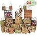 JOYIN 24 Christmas Foil Kraft Gift Bags Assorted Sizes with Twine Handles for Xmas Holiday Present Wrap Décor, Kraft Goody Bags, School Classroom Party Favor Supplies, Goodie Bags Decoration.