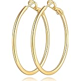 Fanglcy 14K Gold Hoop Earrings for Women 14K Gold Earrings for Women Thin Gold Hoop Earring for Womens Hoops Hypoallergenic Lightweight Large Hoops Earring for Womens 30/40/50MM