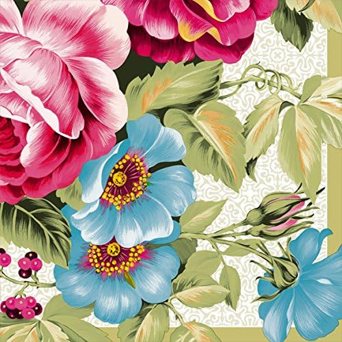 Dining Collection Decorative Floral Paper Lunch Napkins - Violets Are Blue, 20 Count, 6.5 inch