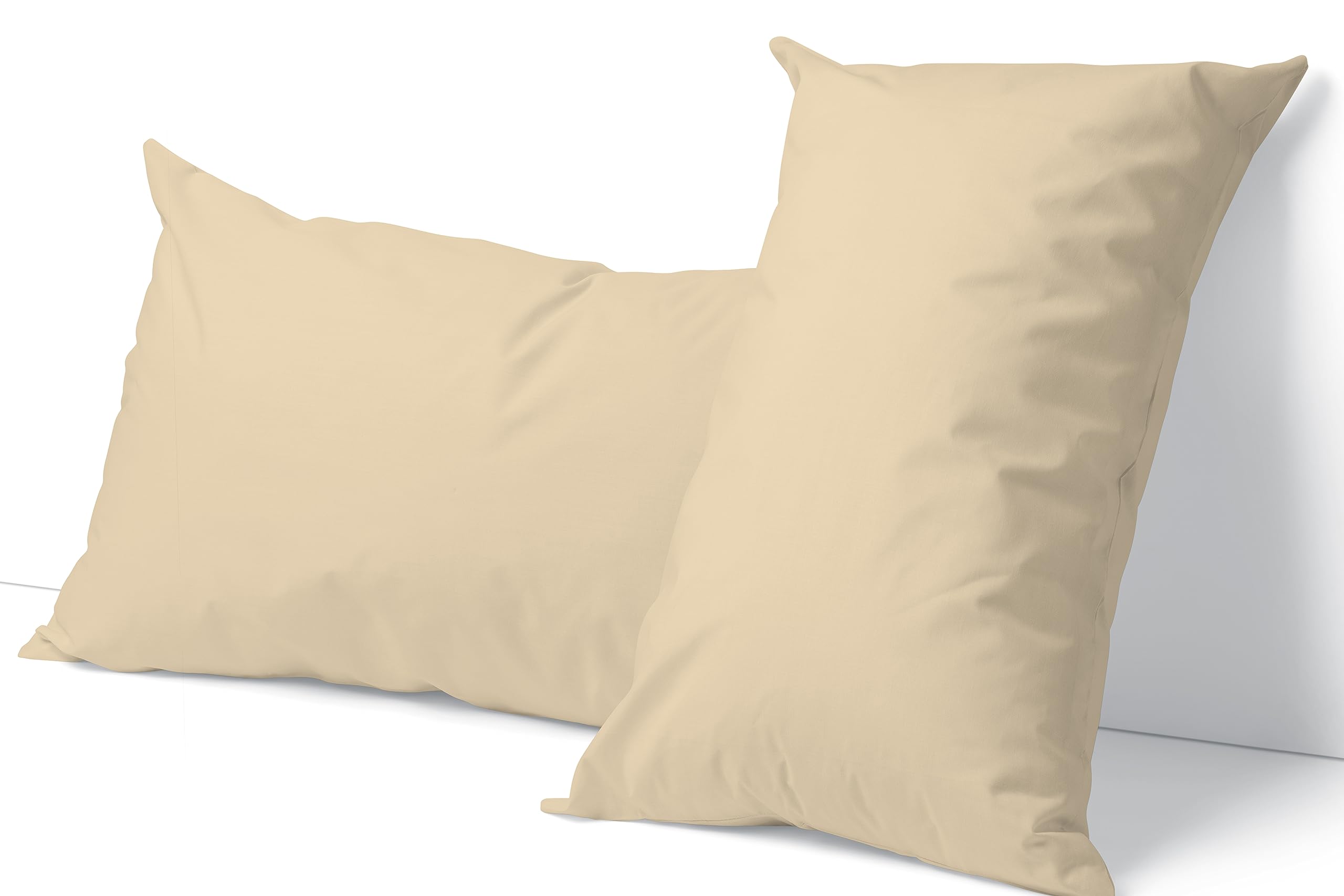 LivinEase Brushed Microfibre Pillow Cases 2 Pack (50 x 75cm) - Cream Pillowcases 2 Pack- 100 GSM Soft, Comfortable and Durable Pillow Protectors