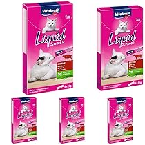 Vitakraft Spuntino liquido con manzo + erba di gatto, 1 confezione (6 buste da 15 g) (Confezione da 5)
