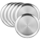 HaWare 6-Piece 18/8 Stainless Steel Plates, Metal 304 Dinner Dishes for Kids Toddlers Children, 10 Inches Feeding Serving Cam