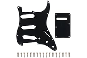 SAPHUE SSS 11 Holes Strat Electric Guitar Pickguard and BackPlate Set for Fender US/Mexico Made Standard Stratocaster Modern Style Guitar Parts (3ply Black)