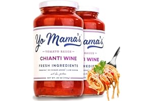 YO MAMA’S FOODS Yo Mama's Foods Keto Chianti Wine Pasta Sauce - Pack of (2) - No Sugar Added, Low Carb, Low Sodium, Gluten Free, Paleo Friendly, and Made with Whole, Non-GMO Tomatoes