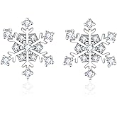 Snowflake Earrings for Women 925 Sterling Silver Hypoallergenic CZ Winter Party Flower Snowflake Stud Earrings Jewelry Chrismas Gifts for Women Girls Teens