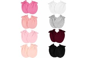 Hoiny 8 Pairs Baby Mittens Unisex, Newborn Mittens No Scratch Cotton Mitten, Newborn Essentials for 0-6 Months Boys Girls