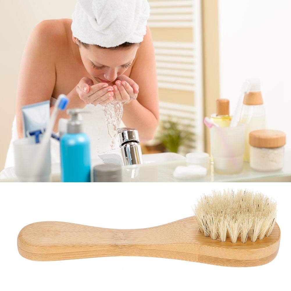 Body Brush, Face Cleansing Brush for Facial Exfoliation, Wooden Handle Face Brush Exfoliating Cleaning Skin Brush Tool