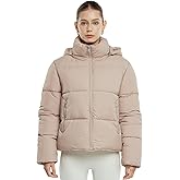 PUFFIT Women's Cropped Puffer Jackets,Warm Winter Jacket with Removable Hood,Zipped Pockets,Short Ladies Quilted Coat