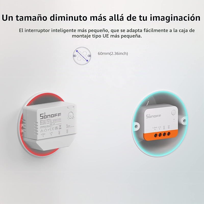 ZBMINIL2 Interruptor Inteligente Zigbee, sin Neutro, 2 Vías, Compatible con Alexa y Google Home, 4 Uds