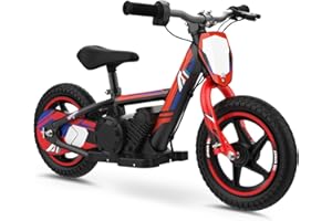 AIII Lightweight Electric Dirt Bike for Kids, 170/340W Electric Motorcycle Up to 10/12MPH, 24V Detachable Battery, Hand-Operated Dual Brakes Electric Balance Bike for Ages 3-6/5-12