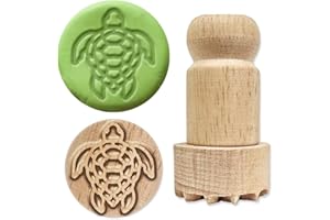 OLYCRAFT Wooden Stamps 1.8x1 inch Sea Turtle Round Clay Stamps Round Wood Stamp Natural Wood Stamp for Card Making DIY Craft Letter Diary and Craft Scrapbooking