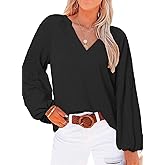 Yukilili Plus Size Tops for Women V Neck Long Sleeve Loose Blouses Shirts XL-5XL