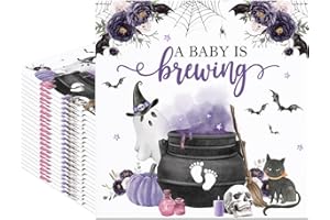 Fitumiw 80Pcs Halloween Baby Shower Paper Napkins A Baby is Brewing Disposable Napkins Boo Printed Decorative Napkins for Party Supplies Table Decor