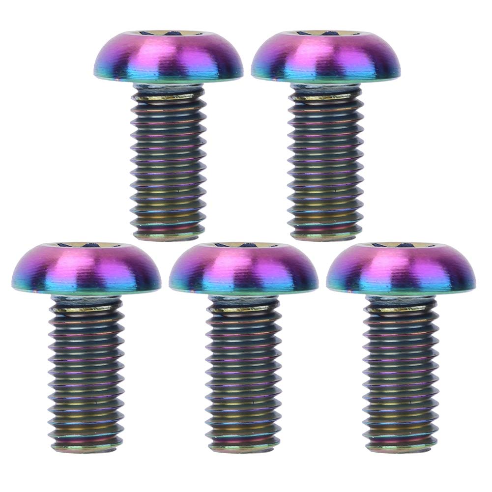 5PCS/ Pack Disc Brake Screws, Titanium Alloy M5x10 Bicycle Screws for Disc Rotor Mounting and Water Bottle Cage (M5x10 Colorful)