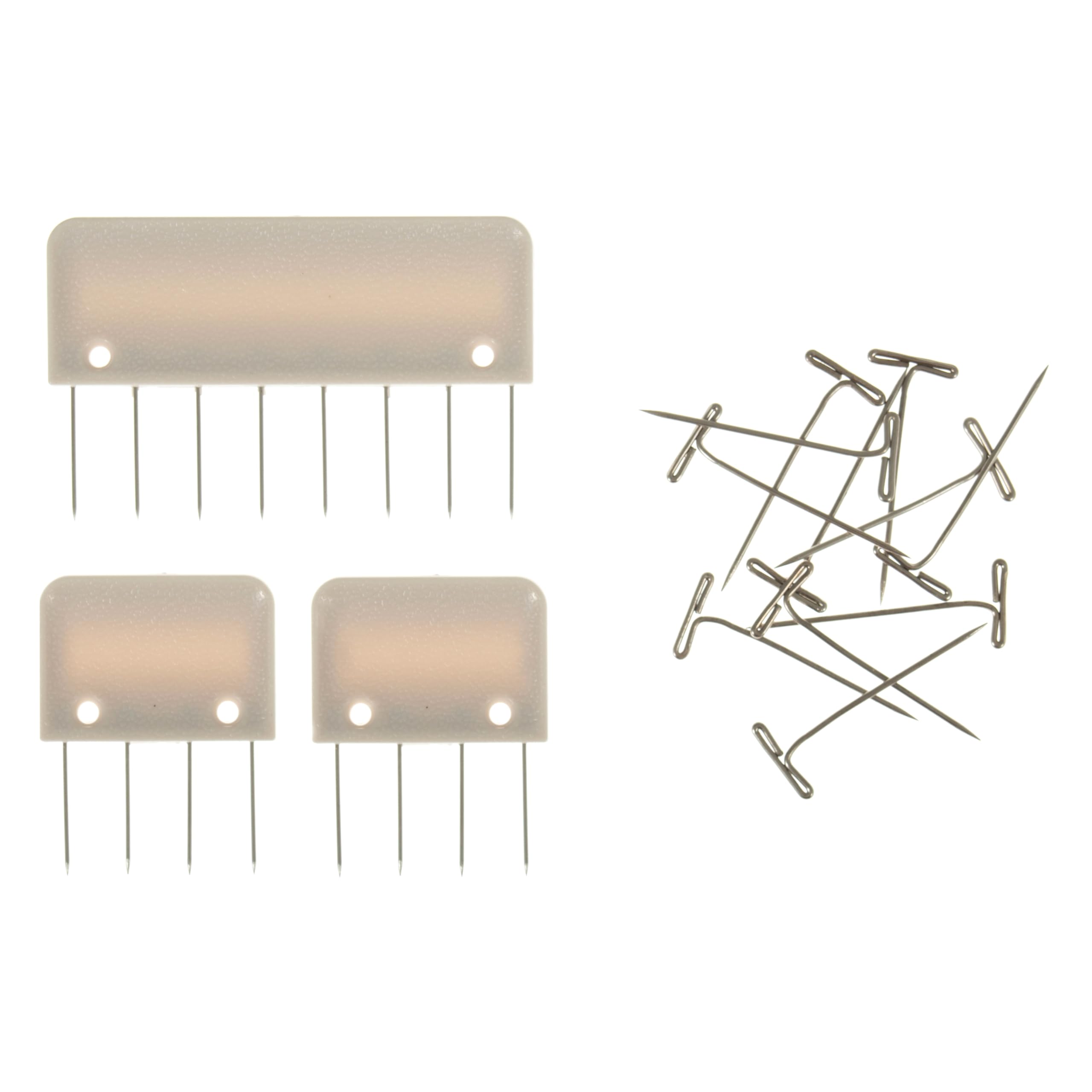 Milward Knit Blocker & T-Pin Set for Crochet Lace Knitting Needlework, 15 Large 8 Pin Blockers, 10 Small 4 Pin Blockers, 100 T-Pin (37mm), White