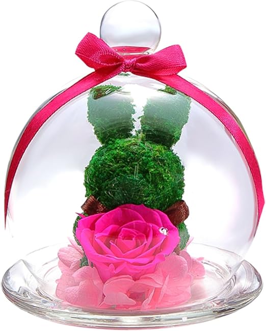 Amazon Co Jp ティートサイト プリザーブドフラワー アニマルモス ガラスポット入り フラワーアレンジ ラッピング済み うさぎ バラ ピンク ホーム キッチン