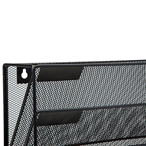 Mind Reader Wall Mounted Newspaper and Magazine Rack for Bathroom, Office, Entryway, Black