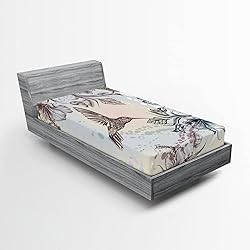Ambesonne Hummingbird Fitted Sheet Set, Birds and