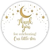 50 Thank You for Celebrating Our Little Star Stickers, Thank You Gift Stickers for Celebrating, Gold Glitter Baby Shower Party Favors for Birthday, Party, 2 Inches