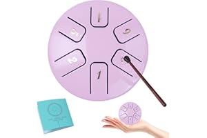 Eavnbaek 3.8 inch 6 Note Mini Rain Drum for Outside Garden, Chime Drum for Rain Outdoor, Steel Hand Drum Sound Healing Steel Drum Kit (Pink)