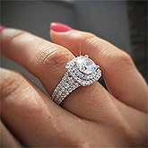925 Sterling Silver Shiny Full Diamond Ring 18K Gold Cocktail Rings Round Cut 3ct Cubic Zirconia Promise Rings CZ Diamond Ring Eternity Engagement Wedding Band Ring for Women W.23 (US Code 6)