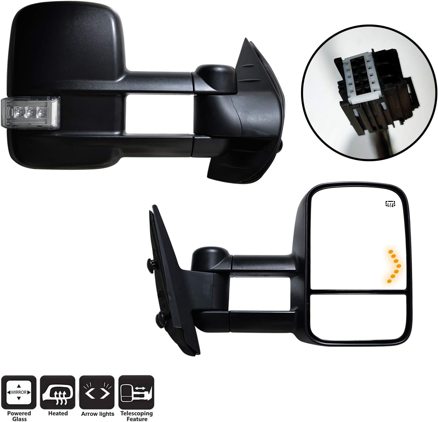AERDM New Pair Towing Mirrors Power Operated Heated Textured Black