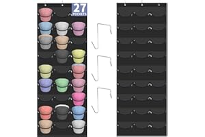 CLBUTGE Hat Rack for Baseball Caps, 27 Pockets Over The Door Baseball Hat Organizer, Fitted Hat Storage for Closet Wall Mount Bag With Large Pockets & 3 Hooks, Hat Holder Hanger Organization to Display Caps