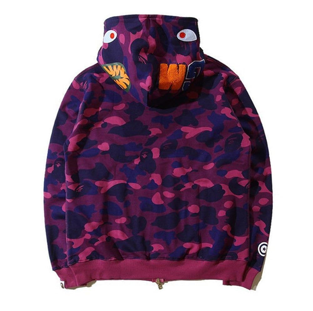 Bathing Ape Bape Shark Jaw Camo Full Zipper Hoodie Men's Sweats Coat Jacket