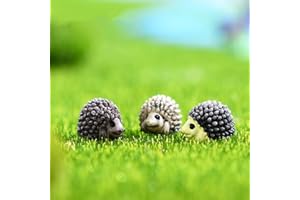 LONCESS Hedgehogs Fairy Garden Accessories, Mini Hedgehog Garden Decor for House Terrarium, Plant Pots, Bonsai Craft Decor, Cake Decoration, DIY, Fairy Garden Supplies, 3 Colors Hedgehogs Miniature