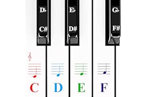 QMG Piano Stickers for Keys,Colorful Piano Keyboard Stickers for 49/61/ 76/88 Key Keyboard White and Black Keys, Removable, Kids Learning Piano, No Residue Leaves