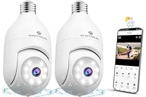 SYMYNELEC Light Bulb Security Camera: Outdoor Wireless WiFi Light Socket Security Cam 360 AI Motion Detection Auto Tracking 2