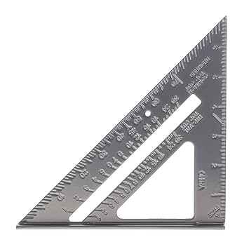 Delidge Double Side Scale Aluminium Alloy Metric Inch Triangle Ruler Measurement Hand Tools (180 mm)