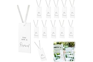 Shoyisenka 12 Pcs Reserved Seating Signs for Wedding Chairs with Ribbon, Hanging Reserved Tags for Events, This Row is Reserv