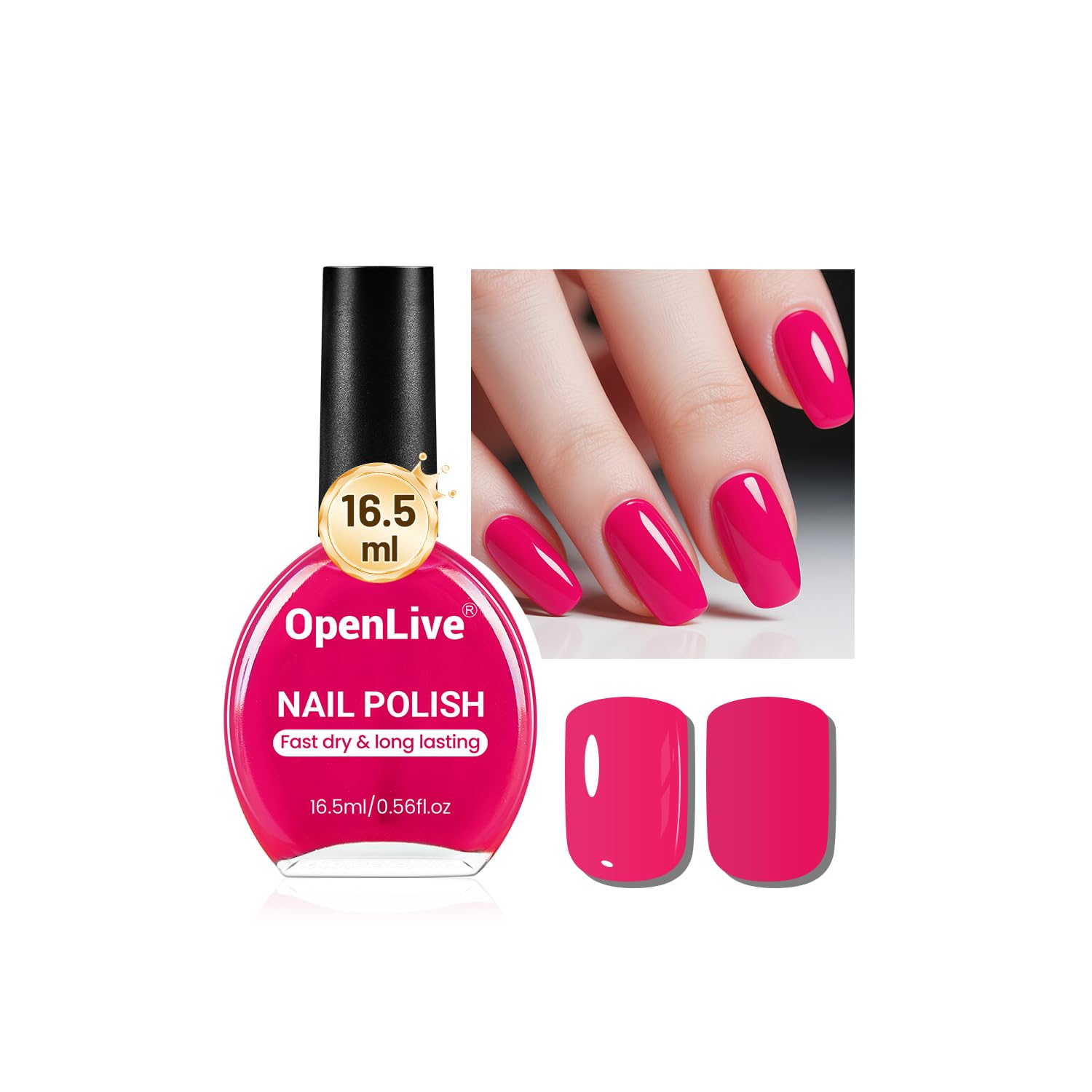 Photo 1 of OpenLive 16.5ml Rose Pink Nail Polish Large Volume Quick Dry Nail Polish, Long Lasting Shine, Fingernail Toenail Nail Art DIY Home Travel Nail Art Gift