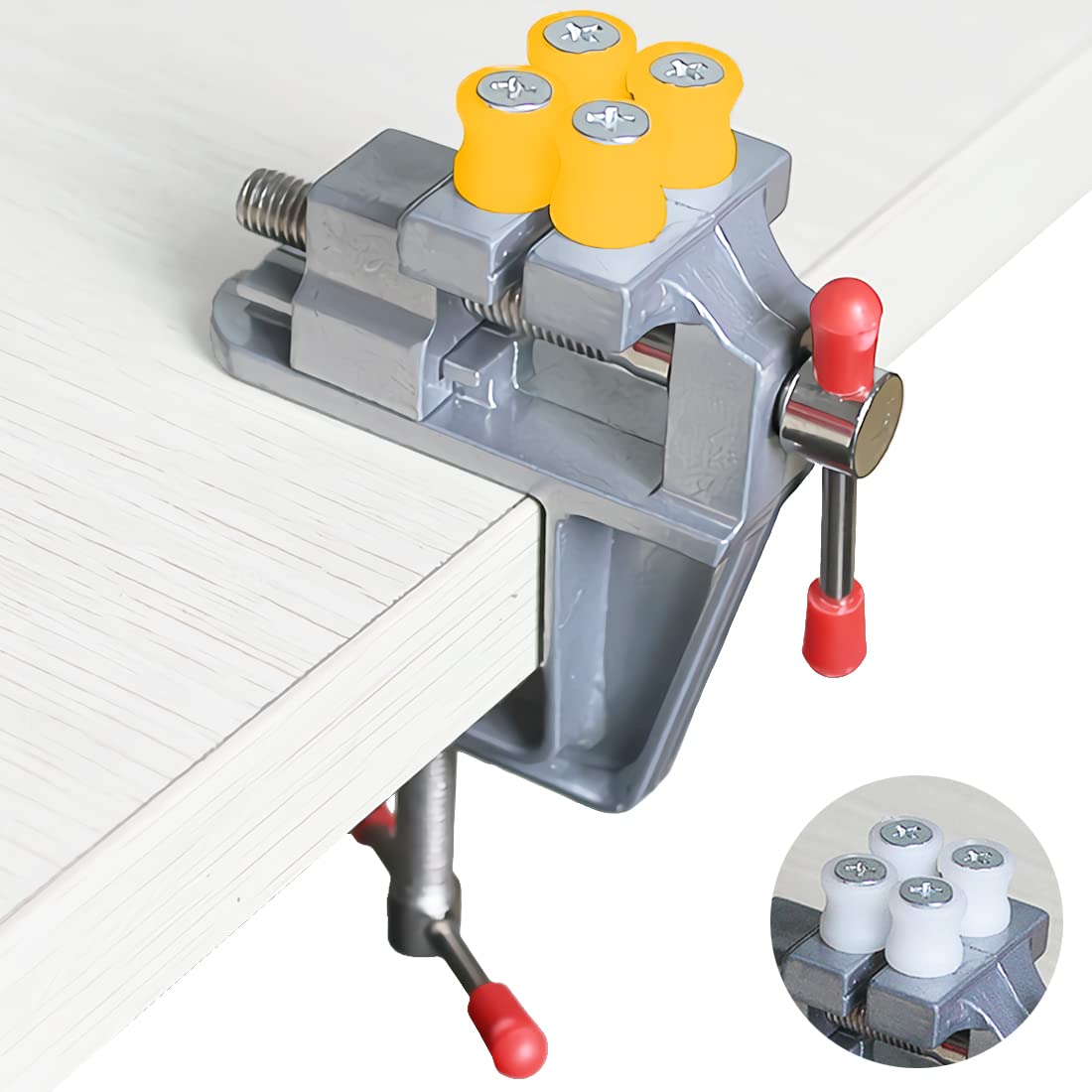 Mini Bench Vise Small Table Clamp Universal Drill Press Vise for DIY Jewelry Watch Repairing Nuclear Carving Clip Hobby Craft Repair Tool(The Color of The Screw Cap is Random)