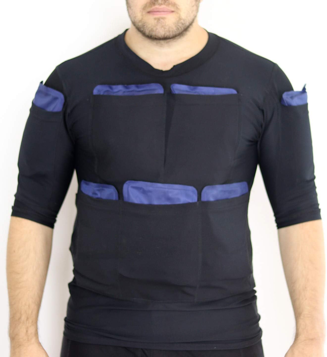 Burn Fat with Cold - Powerful Sliming Cooling Suit Icinger Power 10200G - Also for Muscle Recovery (T-Shirt S - 12 Pockets (ice Packs not Included))