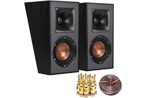 Klipsch Reference R-41SA Dolby Atmos High-Performance, Horn-Loaded Elevation Surround Speaker Pair with 5 Pair Banana Plugs and 50 Foot 16 AWG Gauge Heavy Duty Speaker Wire Cable