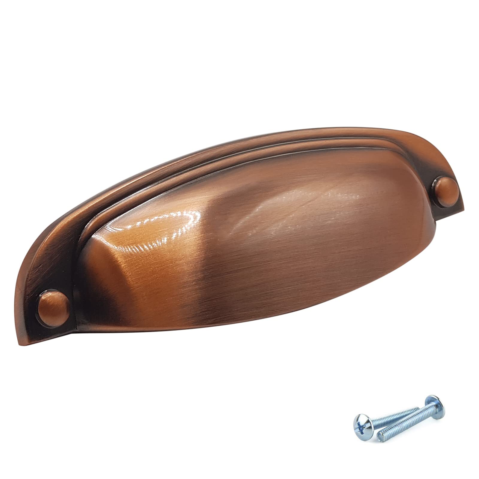 M4TEC Cupboard Handles for Kitchen Cabinets - 10 Pack VD8 Series, 96mm Brushed Copper Kitchen Door Handles, Cabinet Handles, Copper Drawer Handles, Cup Handles for Bedroom and Kitchen