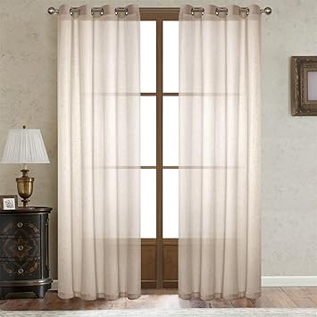 Dreaming Casa Vorhang Leinenoptik Beige Half Transparent Vorhange Mit Osen Gardinen Dekoschal Fur Wohnzimmer Schlafzimmer 2 Stuck 260cm X 140cm H X B Amazon De Kuche Haushalt