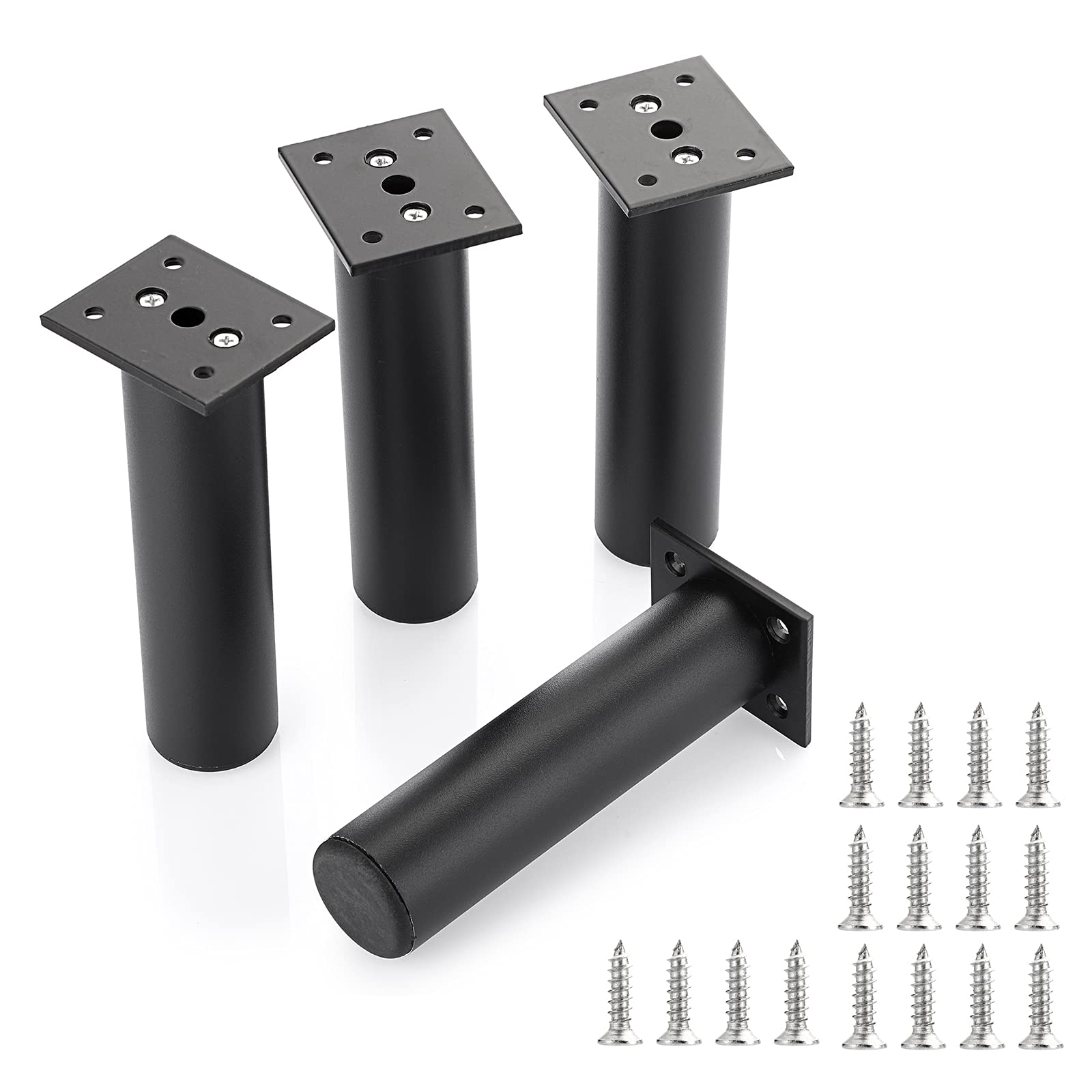 IGNPION 4Pcs 6'' Adjustable Furniture Feet,Aluminum Alloy Sofa Furniture Cabinet Riser DIY Furniture Replacement Legs for TV Cabinet Ottoman Sofa Cupboard, Black