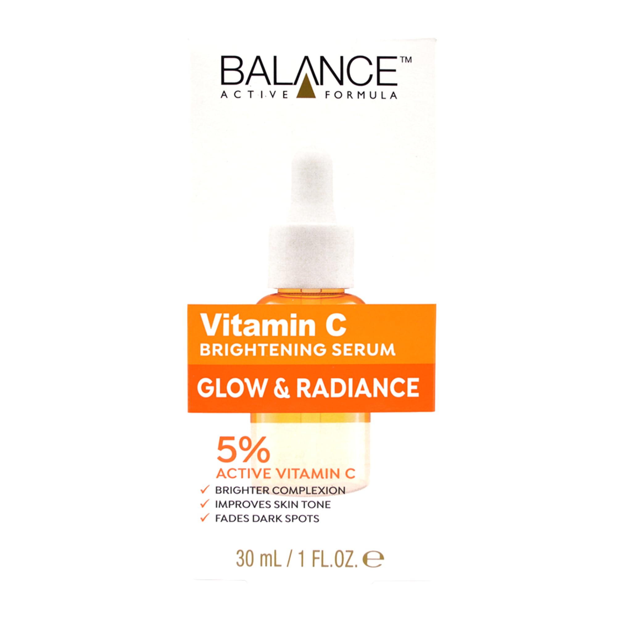 Balance Active Formula Vitamin C Brightening Serum - 3% Vitamin C for Radiant Skin, Dark Spot Corrector, Lightweight & Non-Sticky, Smooths and Revitalises - 30ml