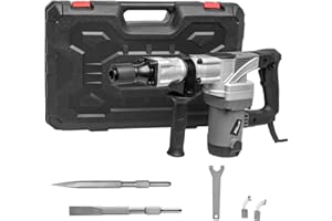 XtremepowerUS 1400W Demolition Electric Jack Hammer Point & Flat Chisel Bits Set 3000 BPM Construction Concrete Breaker Punch