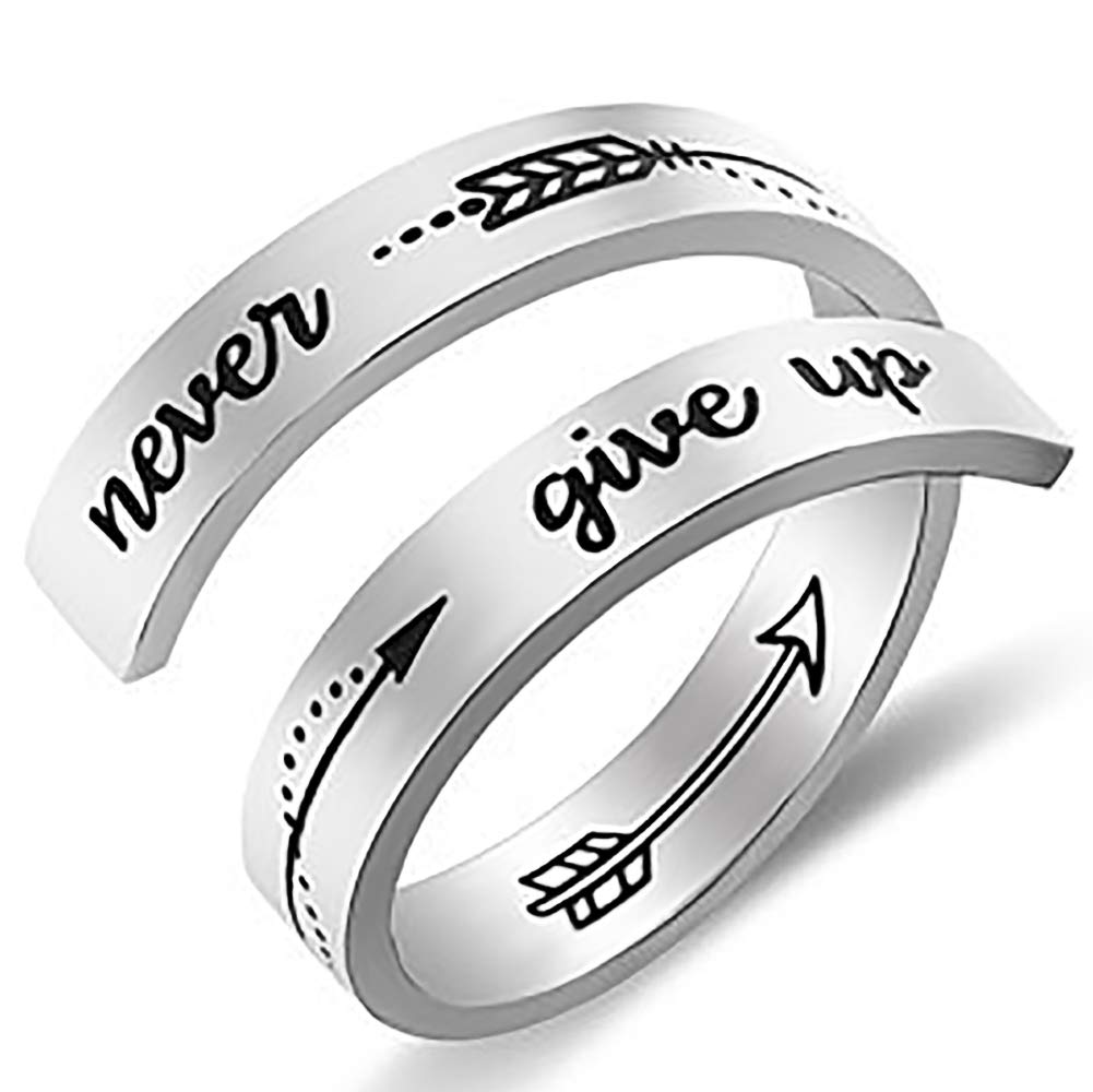 Gleamart Inspirational Ring Stainless Steel Engraved Keep Going Ring Gift Never Give Up