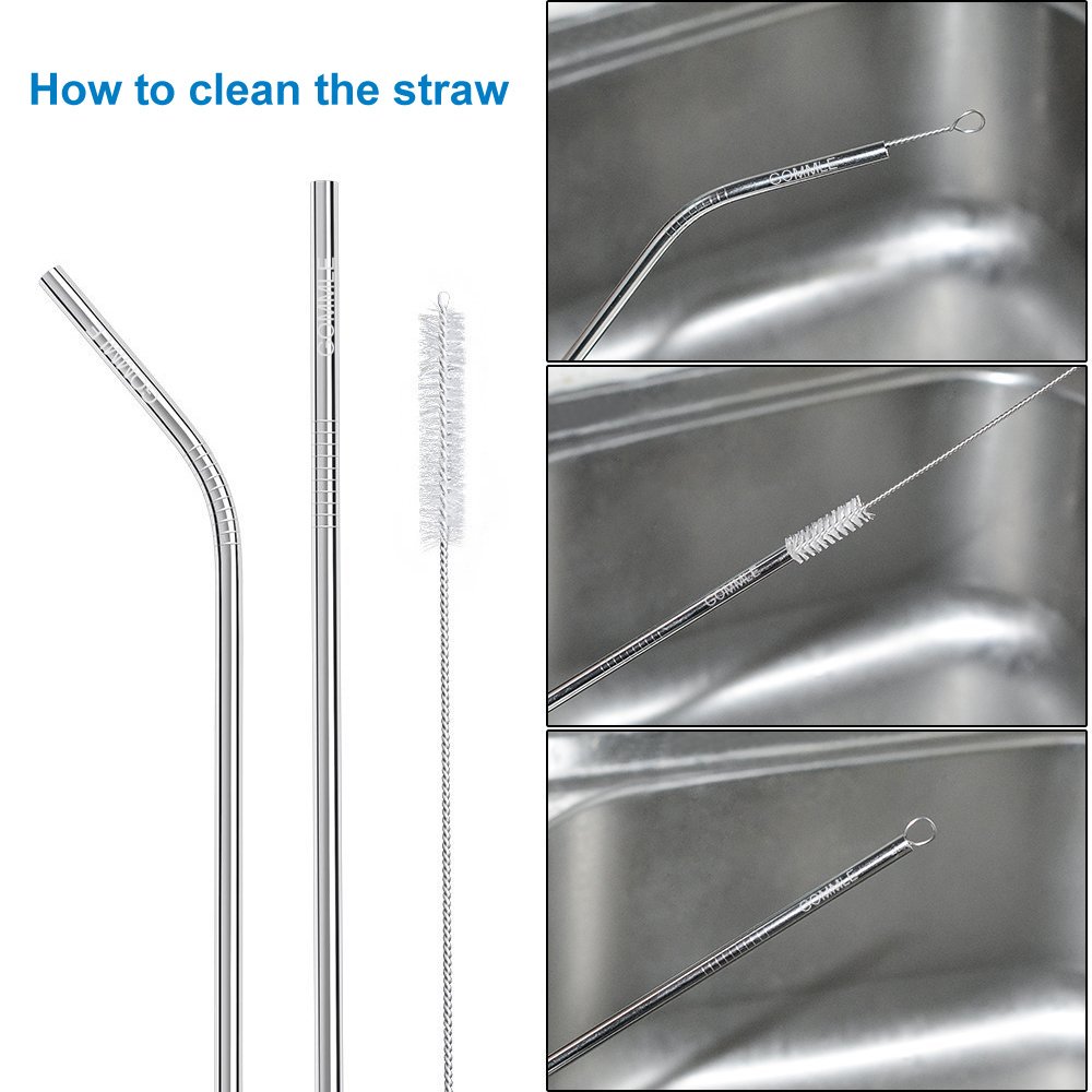 Stainless Steel Straws FDA Approval, GOMMLE Reusable Metal Drinking Straws, 10.5\