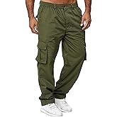 AIFARLD Men's Cargo Pants with Pockets Cotton Hiking Sweatpants Casual Athletic Jogger Sports Outdoor Trousers Relaxed Fit